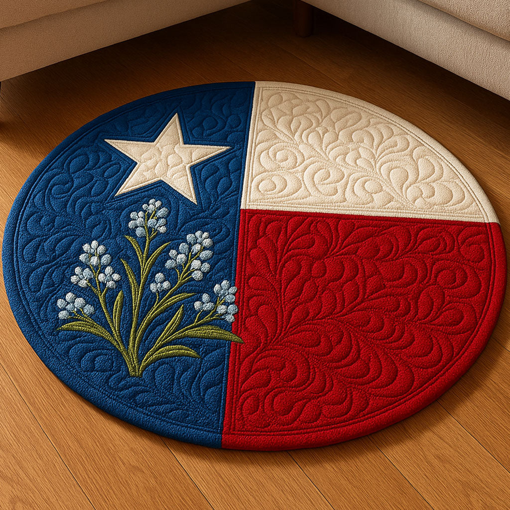 Texas Star Flower Quilted Round Mat Door Entrance Decor Presents For Flower Lovers