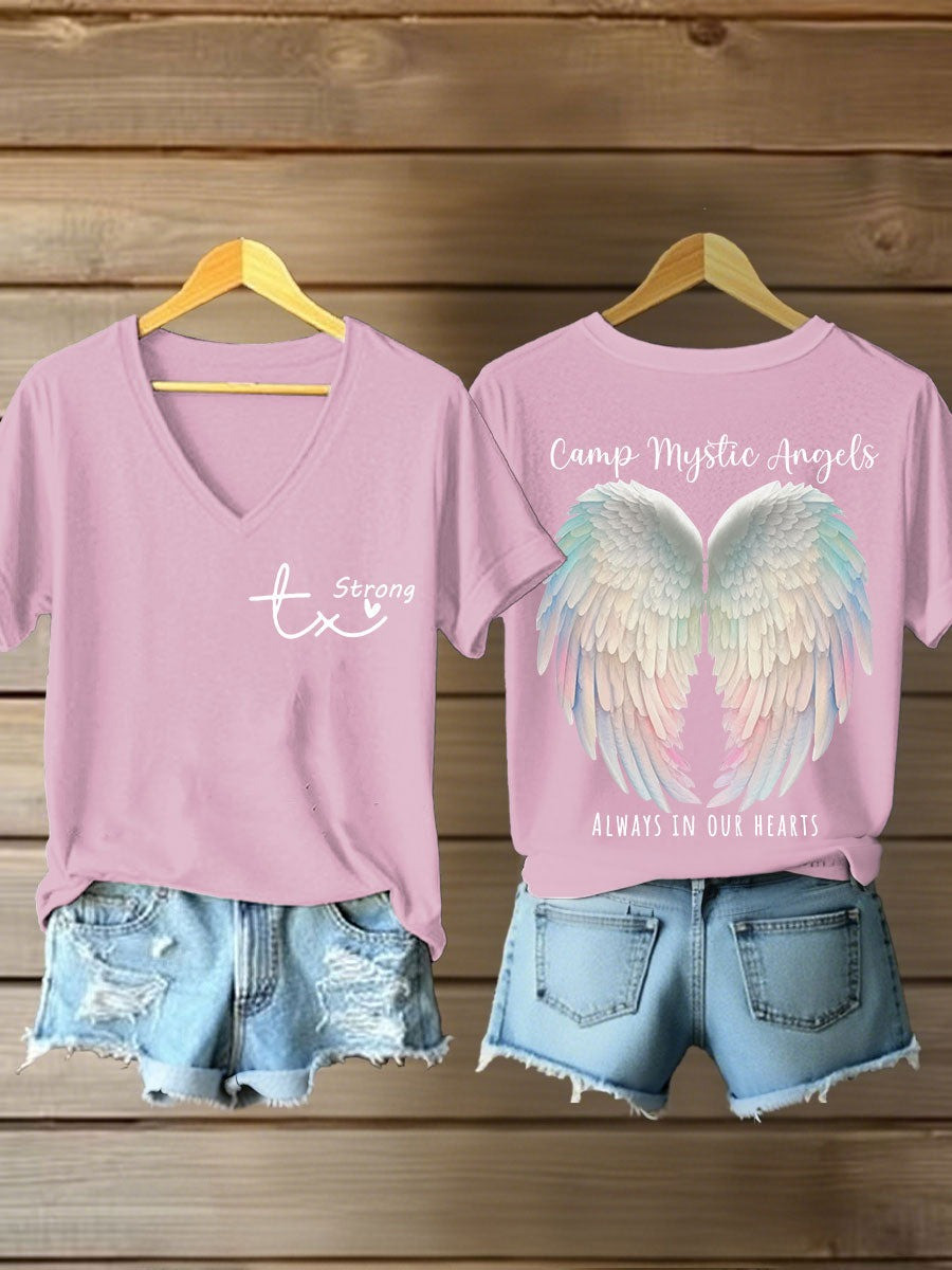 Texas Strong Camp Mystic Angles Always In Our Hearts T-shirt Gift For Texans and Americans