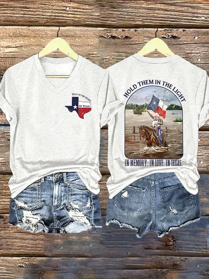 Texas Strong Deep In The Heart V-Neck Shirt Support Texas Shirt Gifts For Her