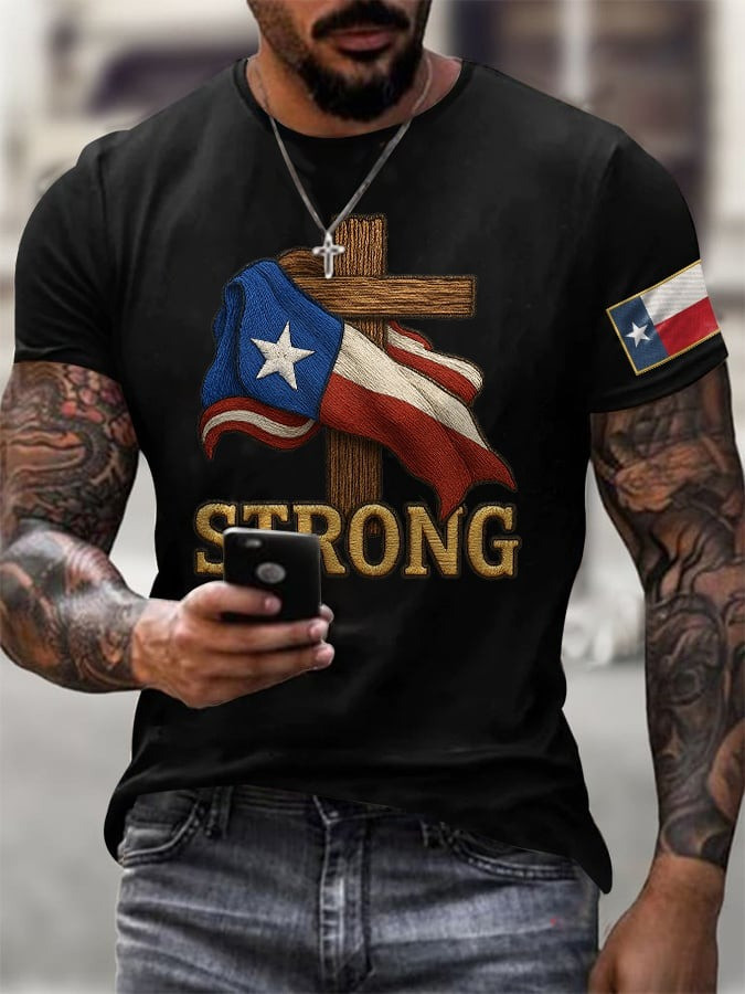 Texas Strong Faith Cross Men's T-Shirt Support Texas Shirt Gifts For Him