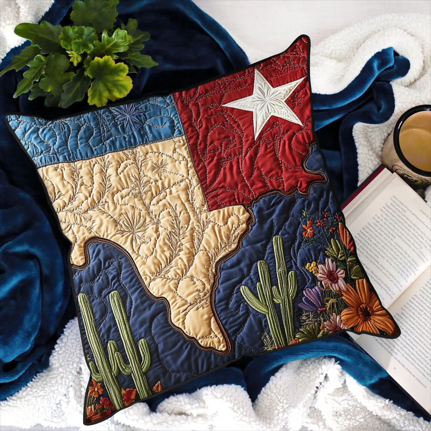 Texas Style Quilted Pillow Case Home Decor Pillow Covers Unique Texas Gifts