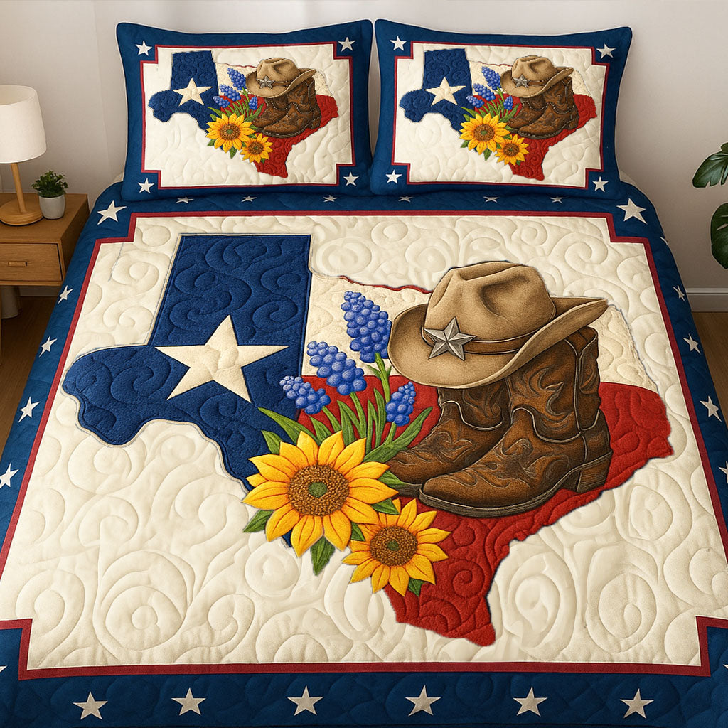 Texas Sunflower Glory Quilted Bedding Set Unique Bed Sheet Set Sunflower Items For Gifts