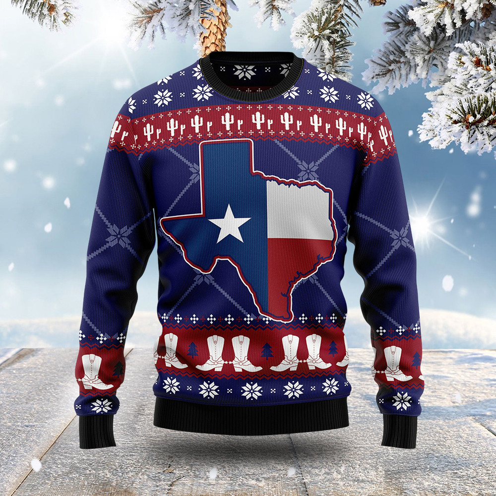 Texas Symbols Pattern Ugly Christmas Sweatshirt Funny Xmas Apparel Christmas Gifts For Men