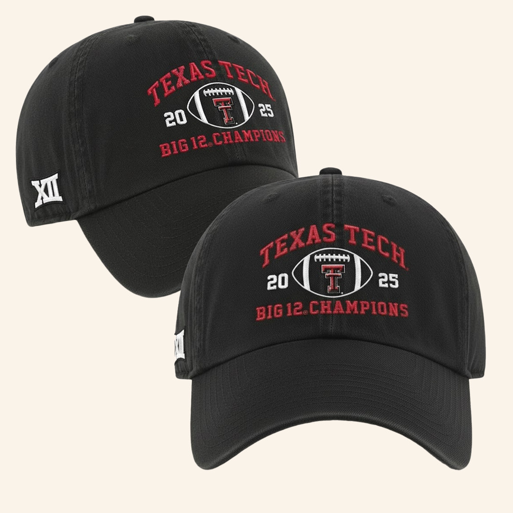 Texas Tech 2025 Big 12 Football Champions Hat Embroidered Gifts For Football Lovers