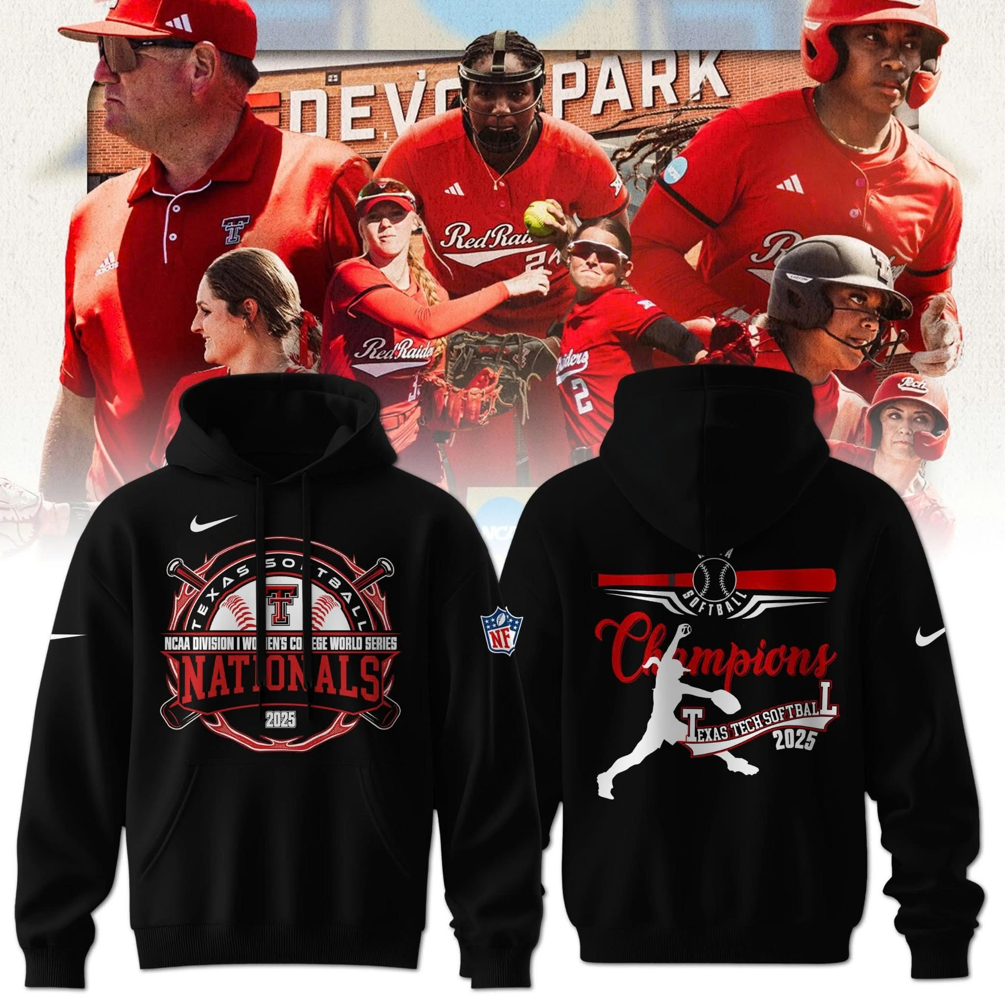 Texas Tech Red Raiders Softball National Champions 2025 Hoodie Softball Lovers Gifts