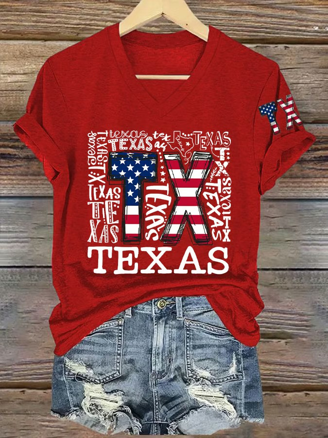 Texas TX V-Neck Shirt Texas Independence Day Lone Star State Patriotic Come And Take It Fan Gear