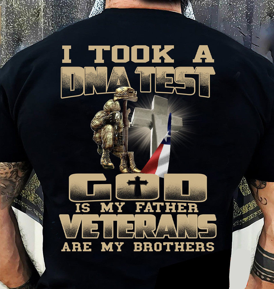Texas Veteran T-Shirt I Took A DNA Test God Is My Father Veterans Are My Brothers Apparel