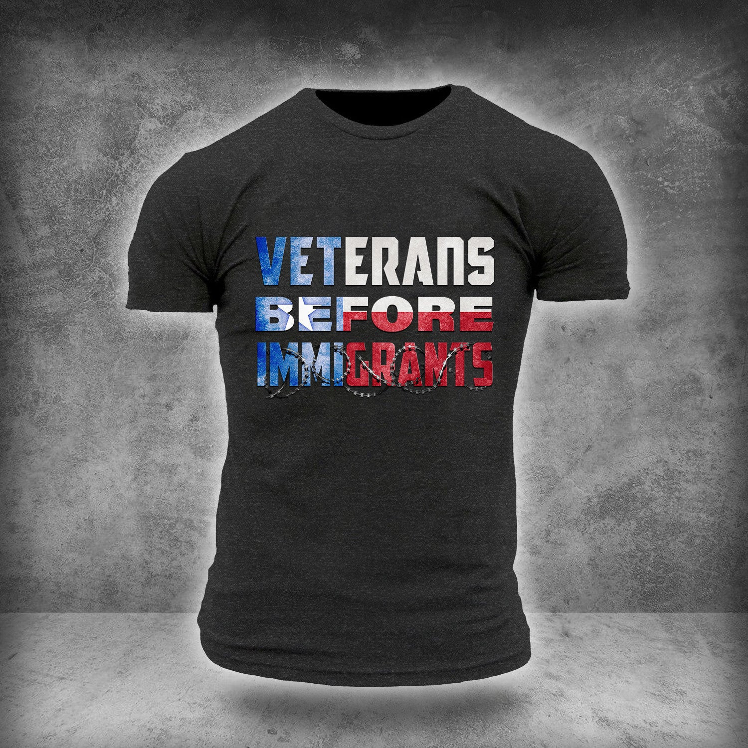 Texas Veterans Before Immigrants T-Shirt Come And Take It Razor Wire Shirt