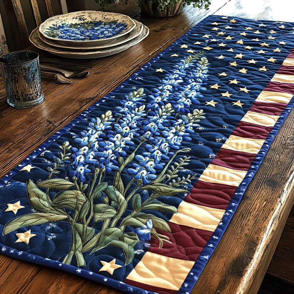Texas Wild Bluebonnets Quilted Table Runner Dining Room Table Decor Ideas Texan Gift Items