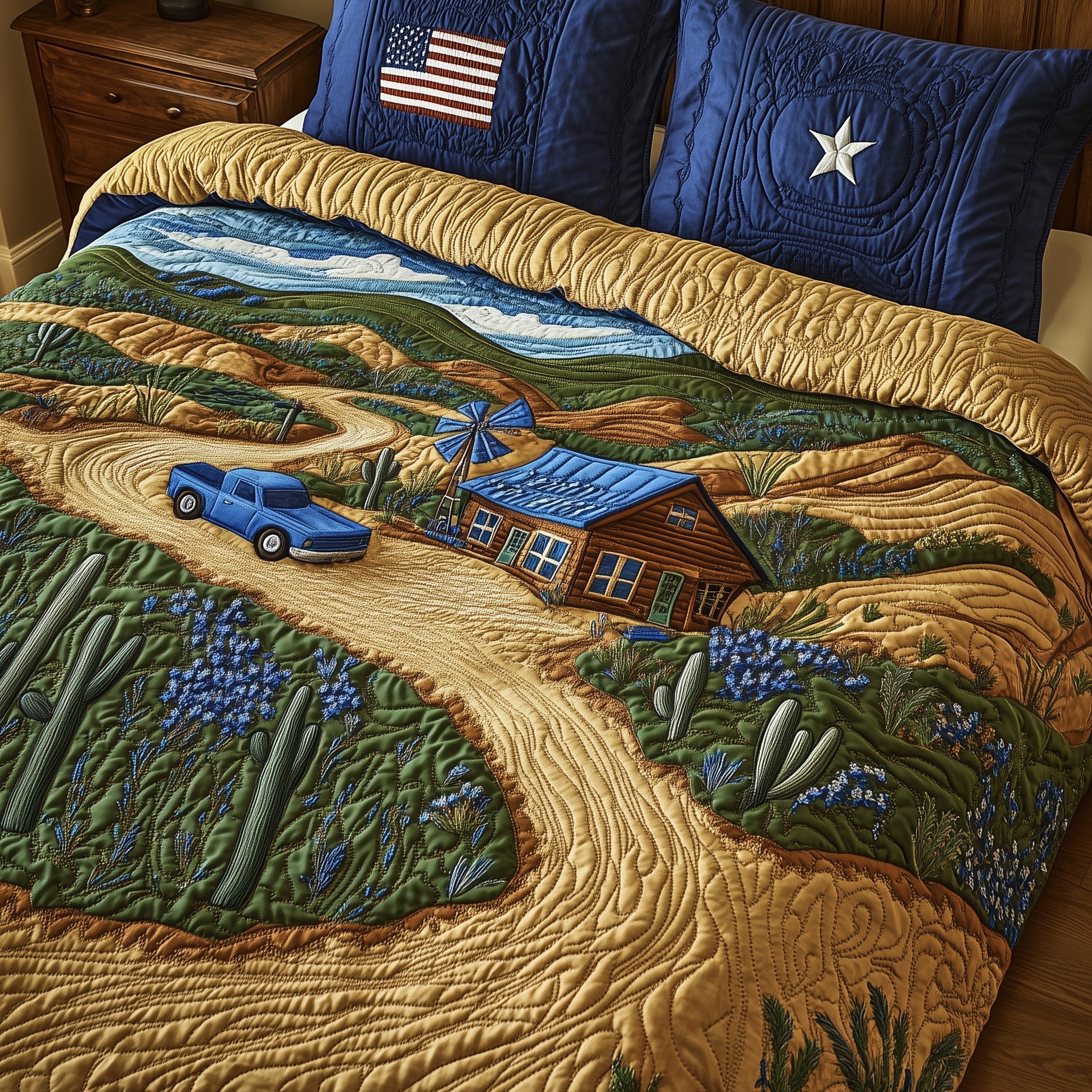 Texas Wild Spirit Quilted Bedding Set Duvet Cover Merchandise Cactus Gifts For Ladies