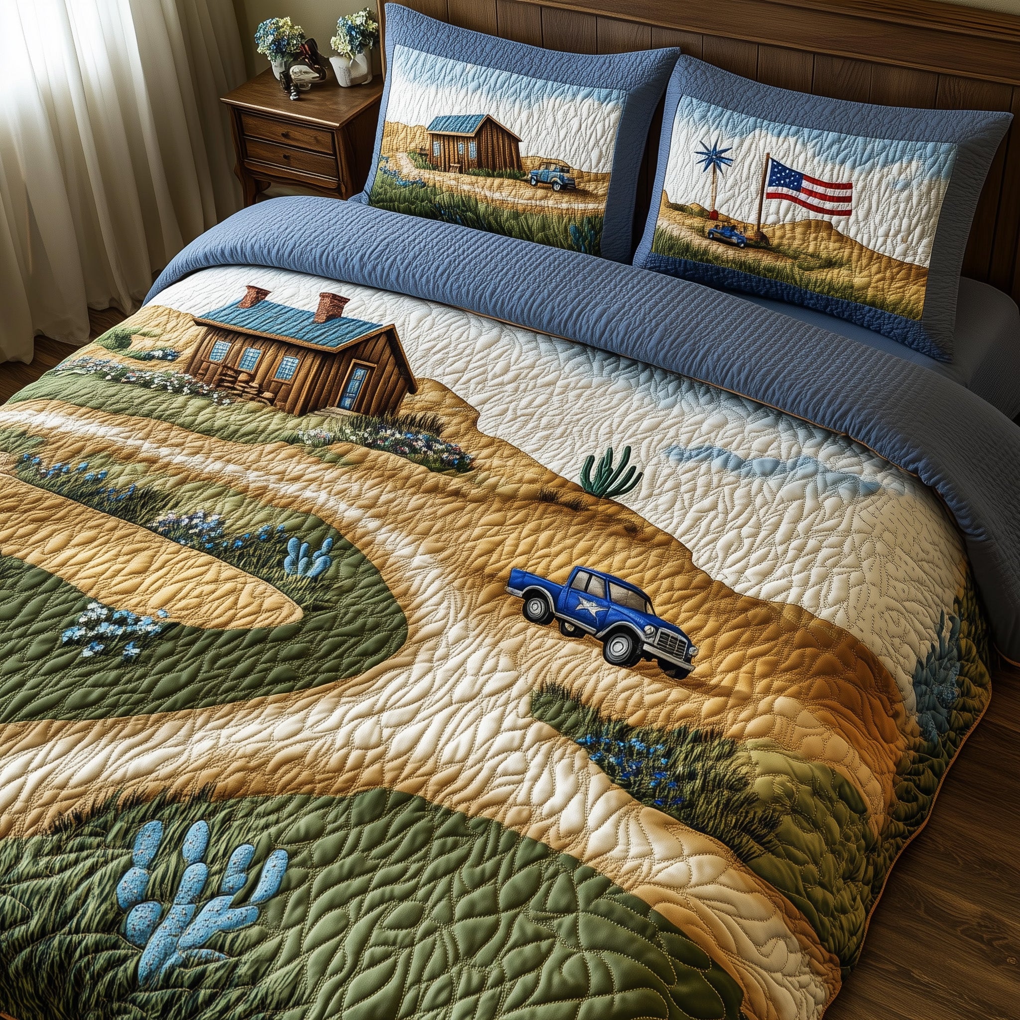 Texas Wild Spirit Quilted Bedding Set Duvet Cover Merchandise Cactus Gifts For Mom Mother's Day