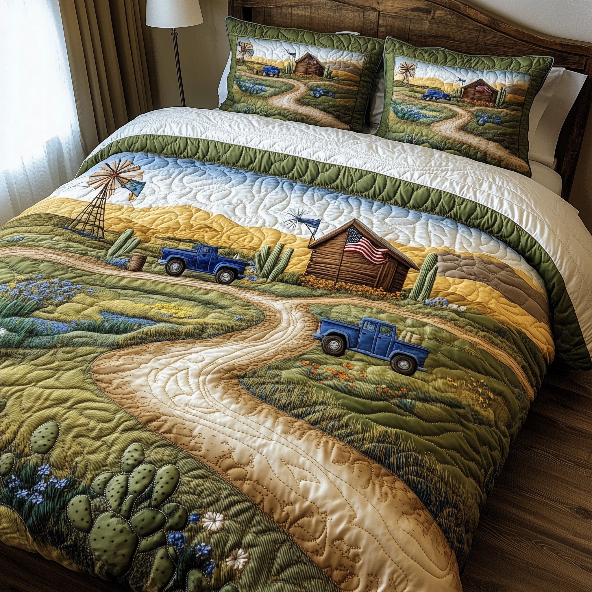 Texas Wild Spirit Quilted Bedding Set Duvet Cover Merchandise Cactus Related Gifts For Friends