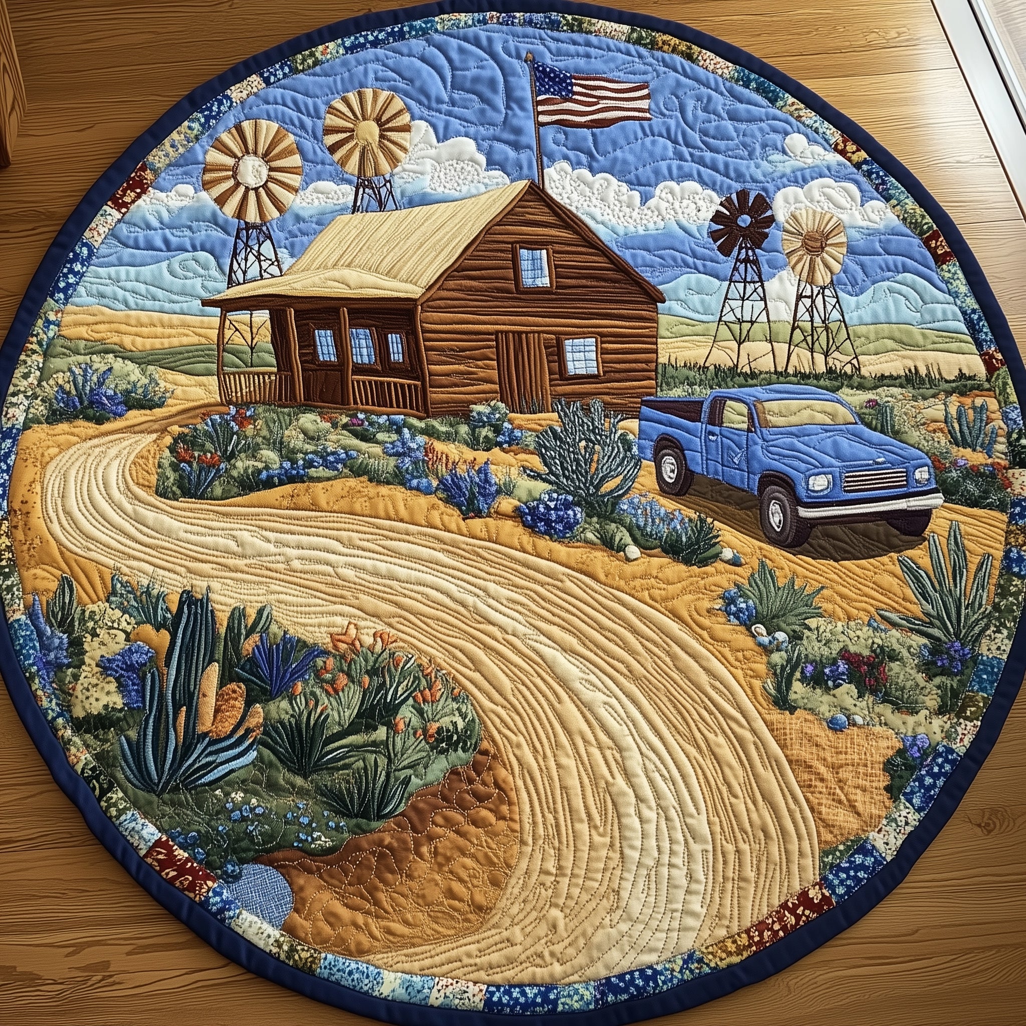 Texas Wild Spirit Quilted Round Mat Gftohd7708 Gift For Him