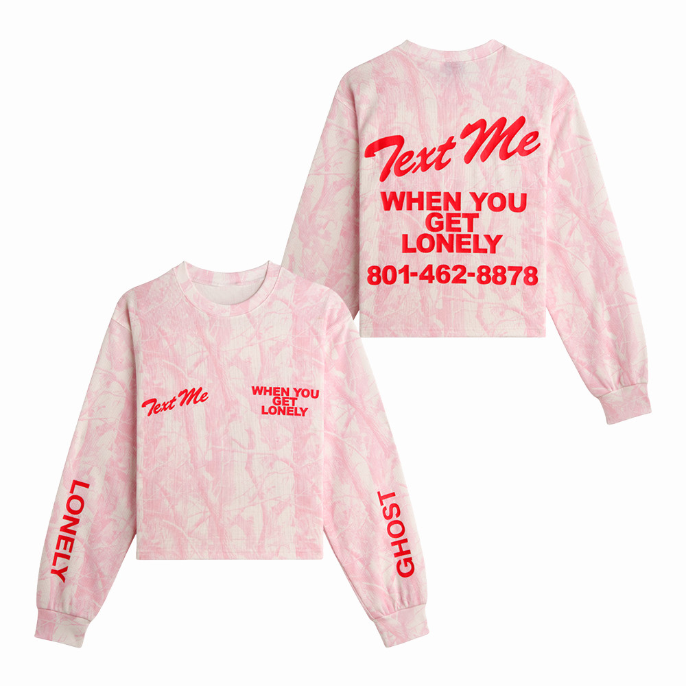 Text Me When You Get Lonely Cropped Long Sleeve Shirt Lonely Ghost Apparel Gift For Her
