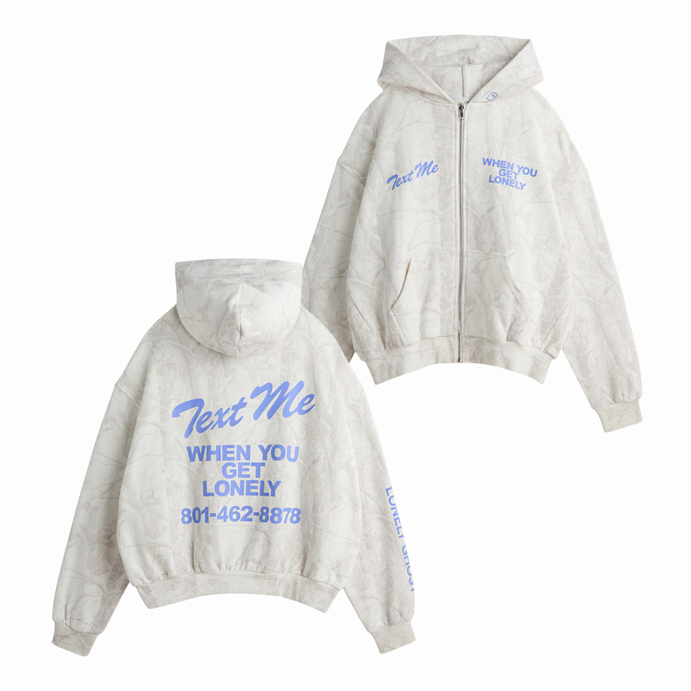 Text Me When You Get Lonely Zip Hoodie Lonely Ghost Apparel Birthday Gift For Girlfriend