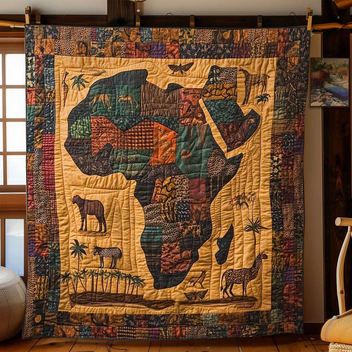 Textile African Safari Quilt Premium Quilt Blanket Gift for Cozy Winter Nights