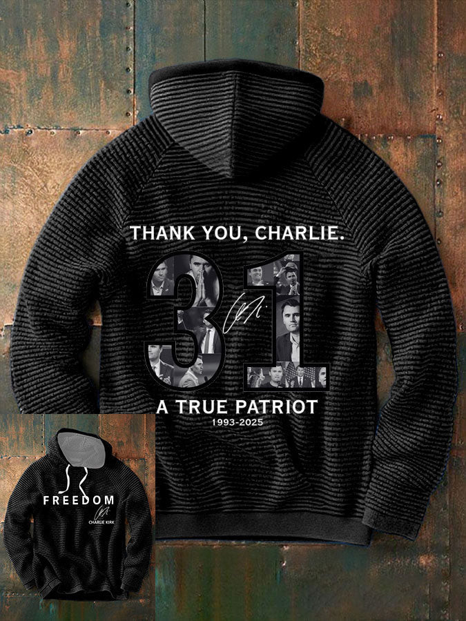 Thank You Charlie 31 True Patriot Printed Hoodie Black Freedom Shirt Charlie Wore