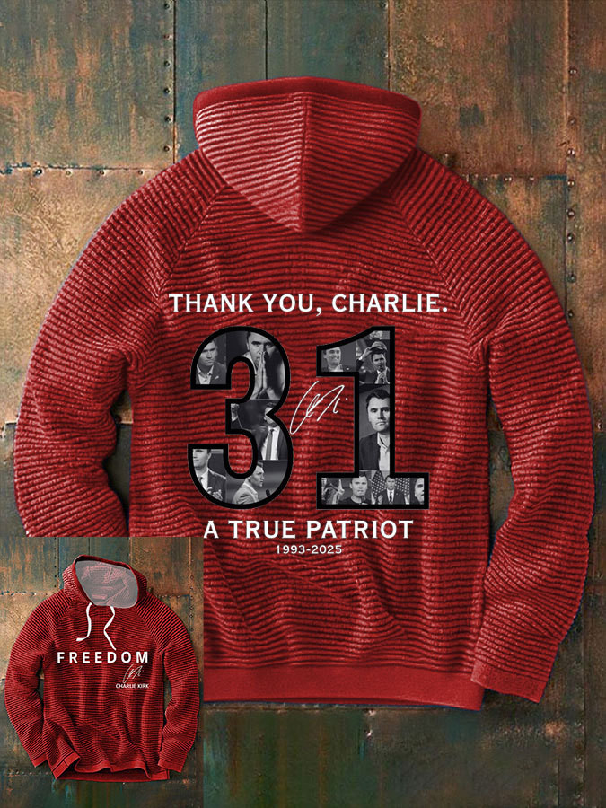 Thank You Charlie Kirk Hoodie A True Patriot Signed Tribute Red Charlie Kirk Merch