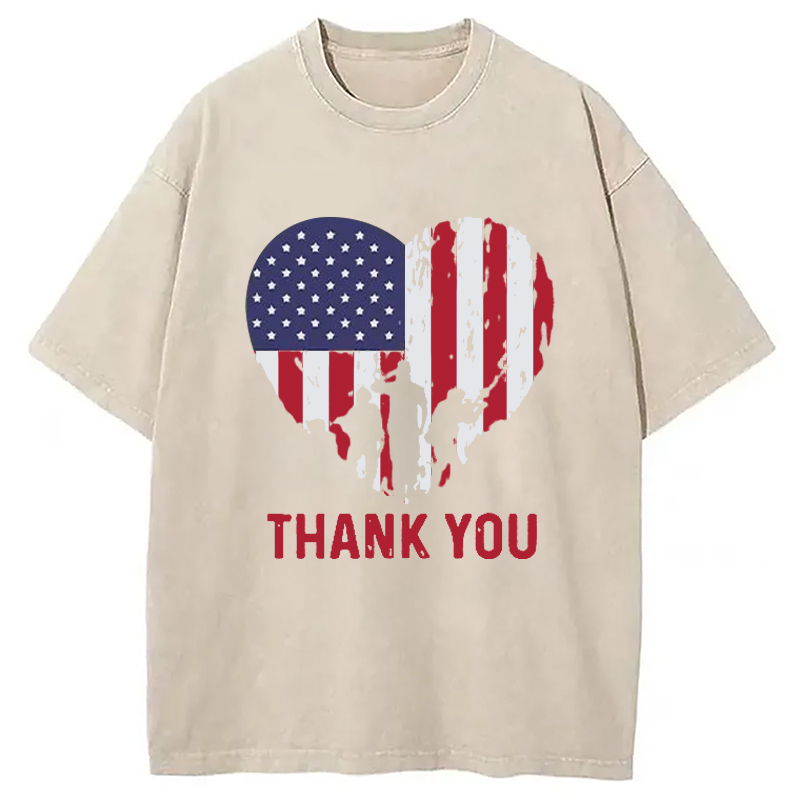 Thank You Memorial Day Washed T-Shirt Cool Graphic Tee For Men Women Gifts For Him
