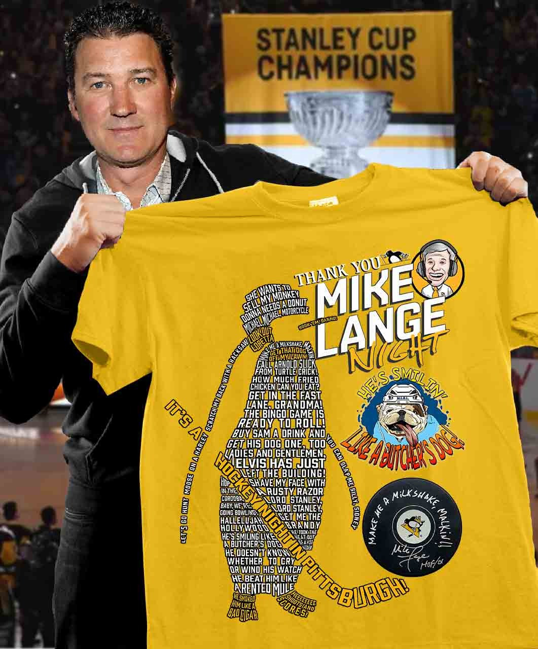 Thank You RIP Mike Lange It's A Hockey Night In Pittsburgh Shirt Hall Of Fame Broadcaster