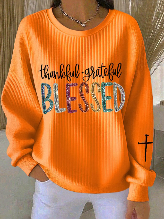 Thankful Blessed Blessed Sweatshirt Thanksgiving Merch Best Gifts Ideas For Her