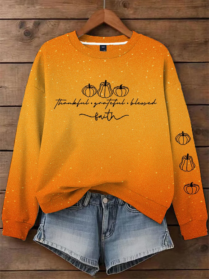 Thankful Grateful Blessed Faith Sweatshirt Cozy Autumn Vibes Merch Gifts Ideas