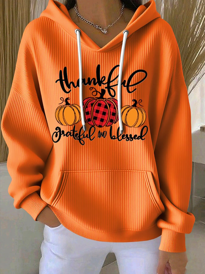 Thankful Grateful Blessed Hoodie Happy Thanksgiving Clothing Best Gifts For Girlfriend