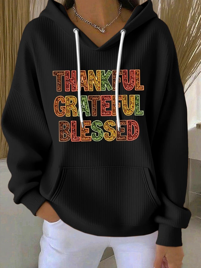 Thankful Grateful Blessed Hoodie Happy Thanksgiving Merch Gifts Ideas For Her
