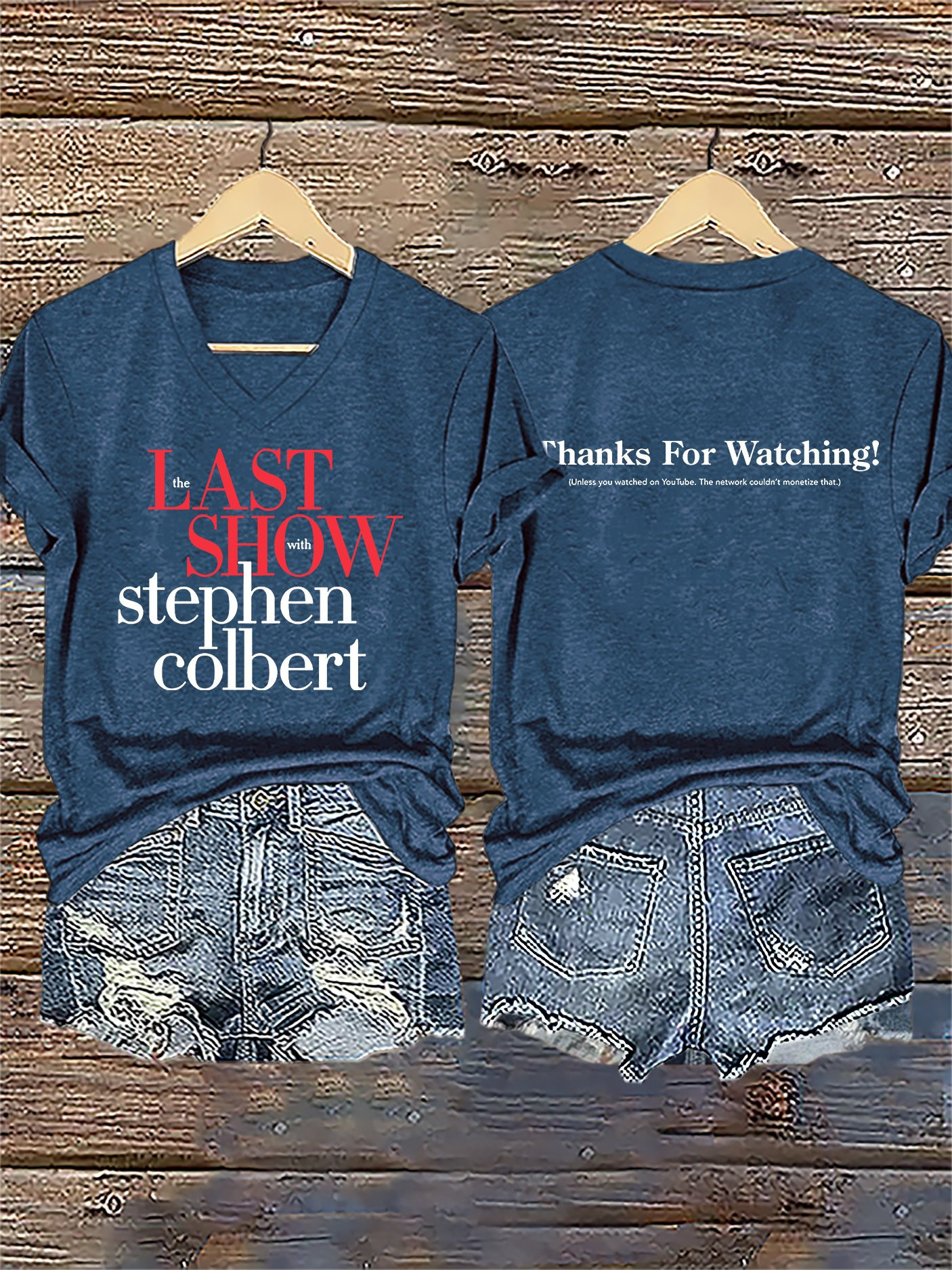 Thanks For Watching Colbert Last Show V-Neck Shirt Women Fan Tees Gift For Late Night Fans