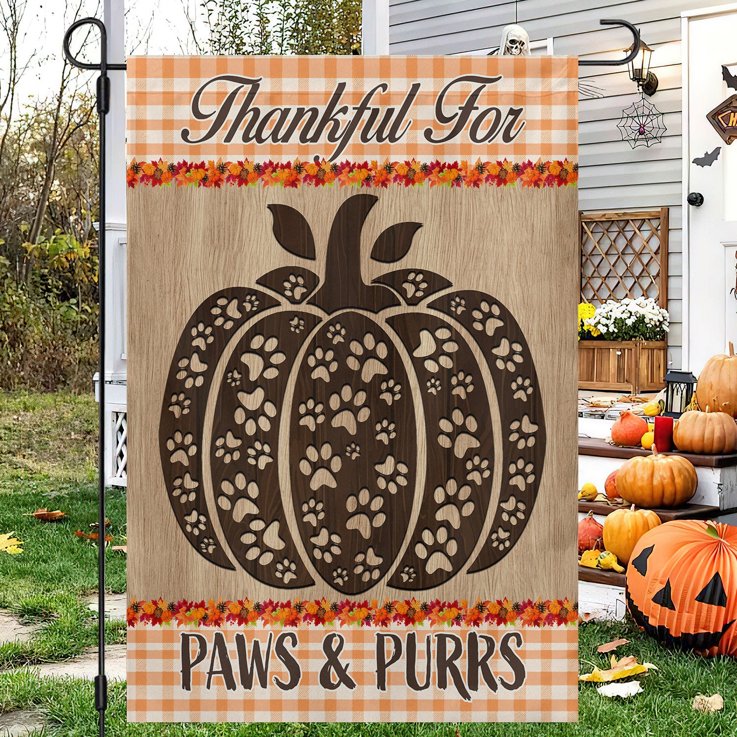 Thanksgiving Dog Garden Flag Thankful For Paws Purrs Outdoor Decor Yard Decor Gift For Dog Lovers