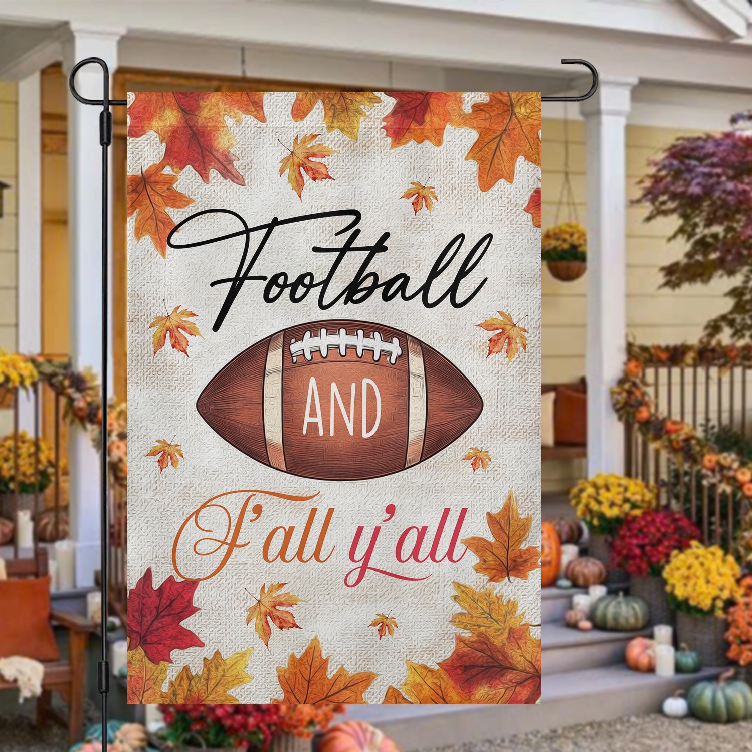 Thanksgiving Football Garden Flag Football Y'all Thankful Autumn Yard Decor Football Lover Gift