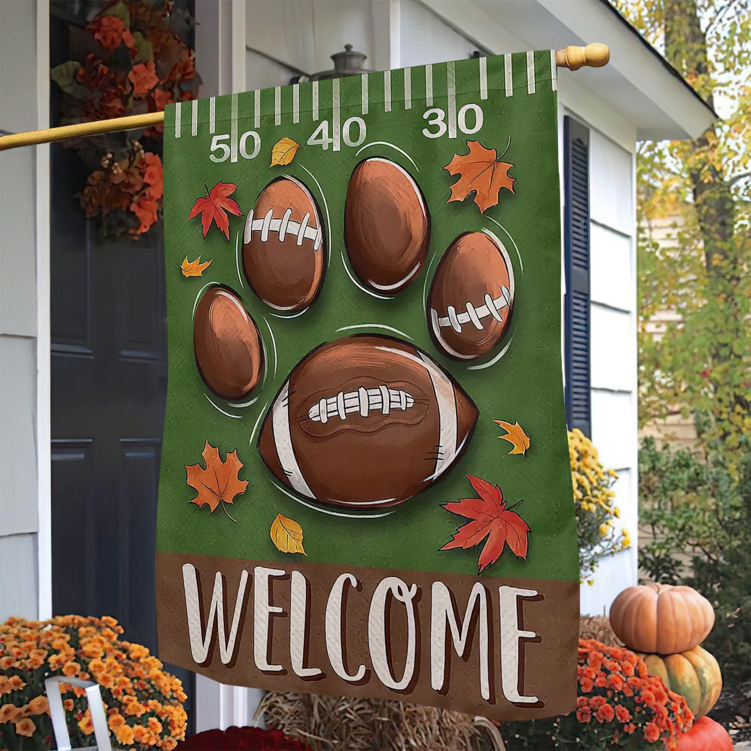 Thanksgiving Football Garden Flag Thankful Outdoor Decor Yard Decor Gift For Football Lovers