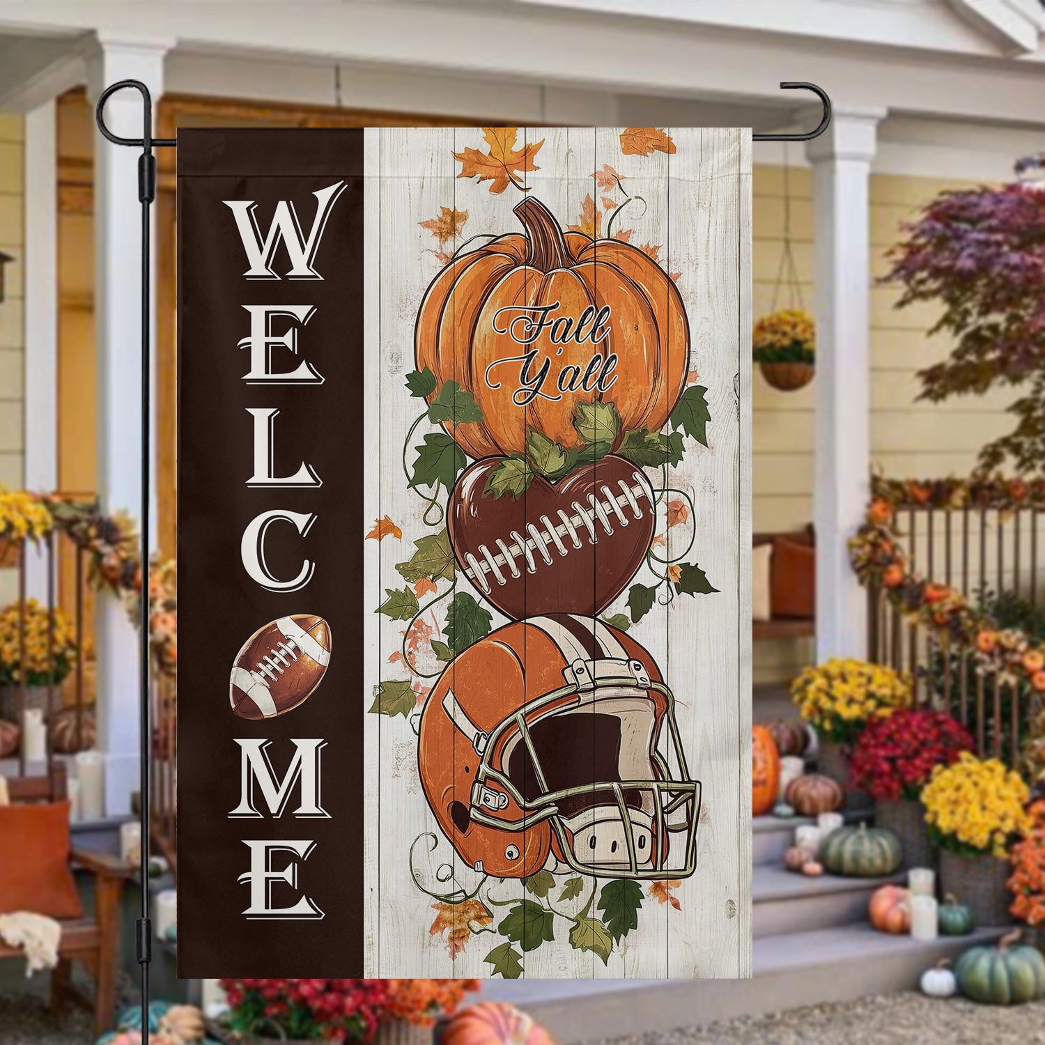 Thanksgiving Football Garden Flag Welcome Thankful Home Decor Gift For Football Players