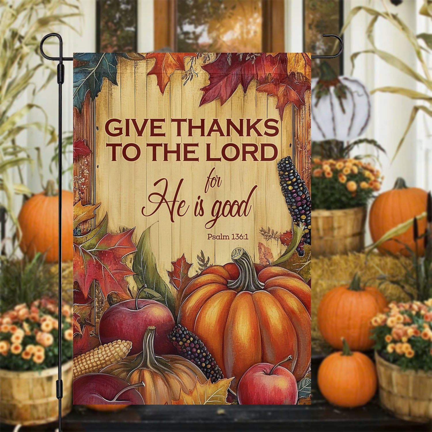 Thanksgiving Garden Flag Give Thanks To The Lord Thankful Outdoor Decor Autumn Yard Decor Gift