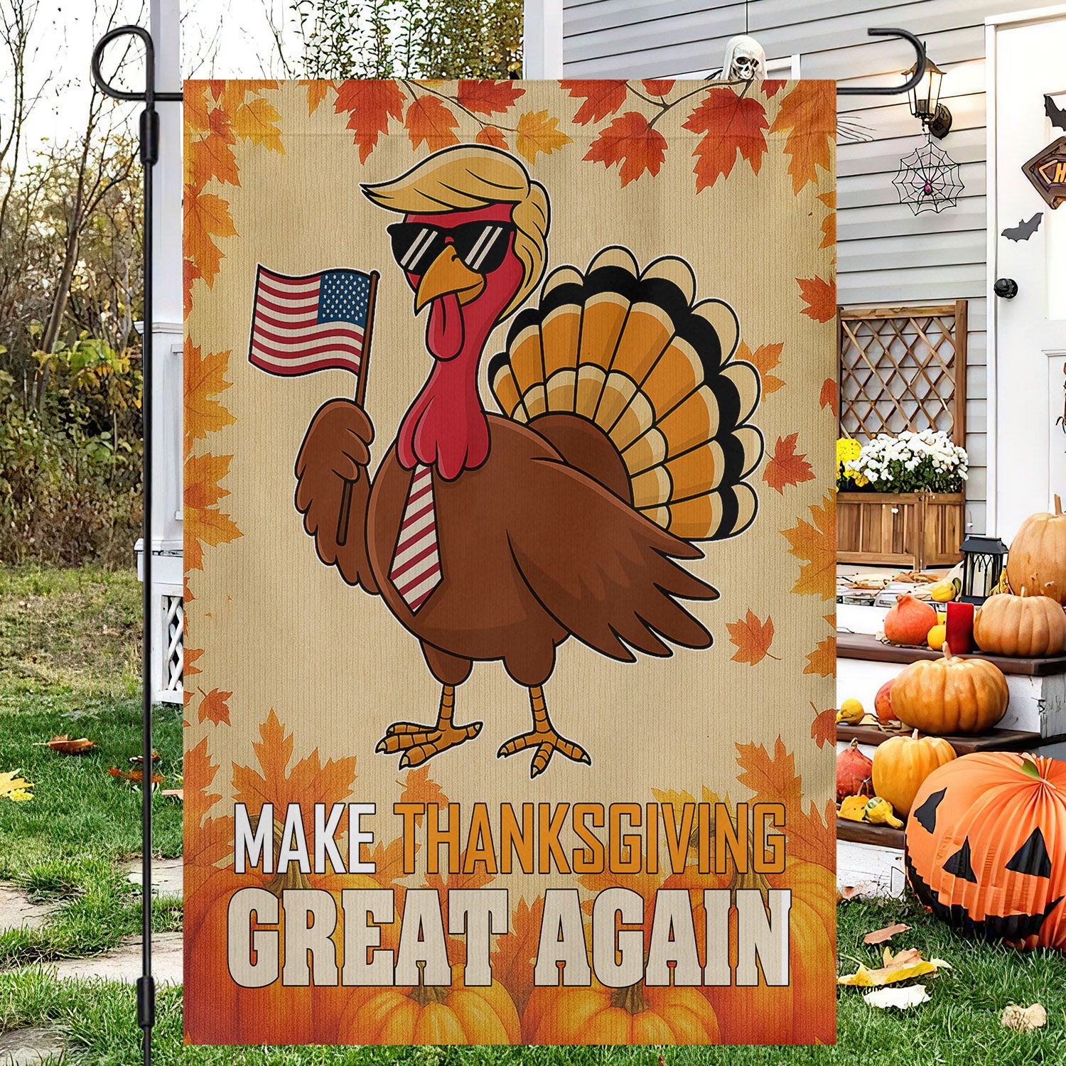 Thanksgiving Garden Flag Make Thanksgiving Great Again Outdoor Decor Give Thanks Yard Decor