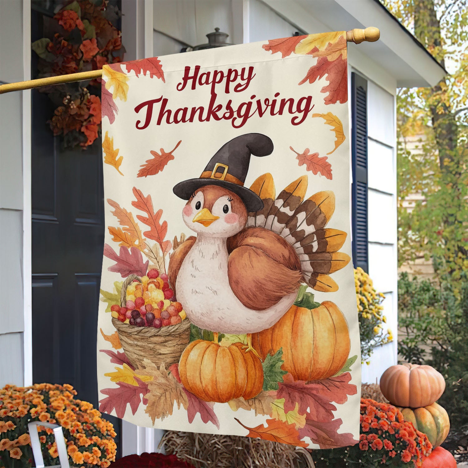 Thanksgiving Garden House Flag Happy Thanksgiving Outdoor Decor Yard Decor Gift