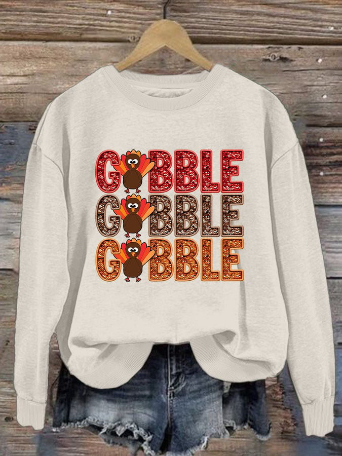 Thanksgiving Gobble Turkey Sweatshirt Funny Turkey Cartoon Clothing Thanksgiving Ideas