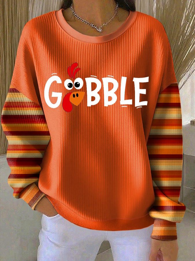 Thanksgiving Gobble Turkey Sweatshirt Funny Turkey Cartoon Merch Gifts Ideas