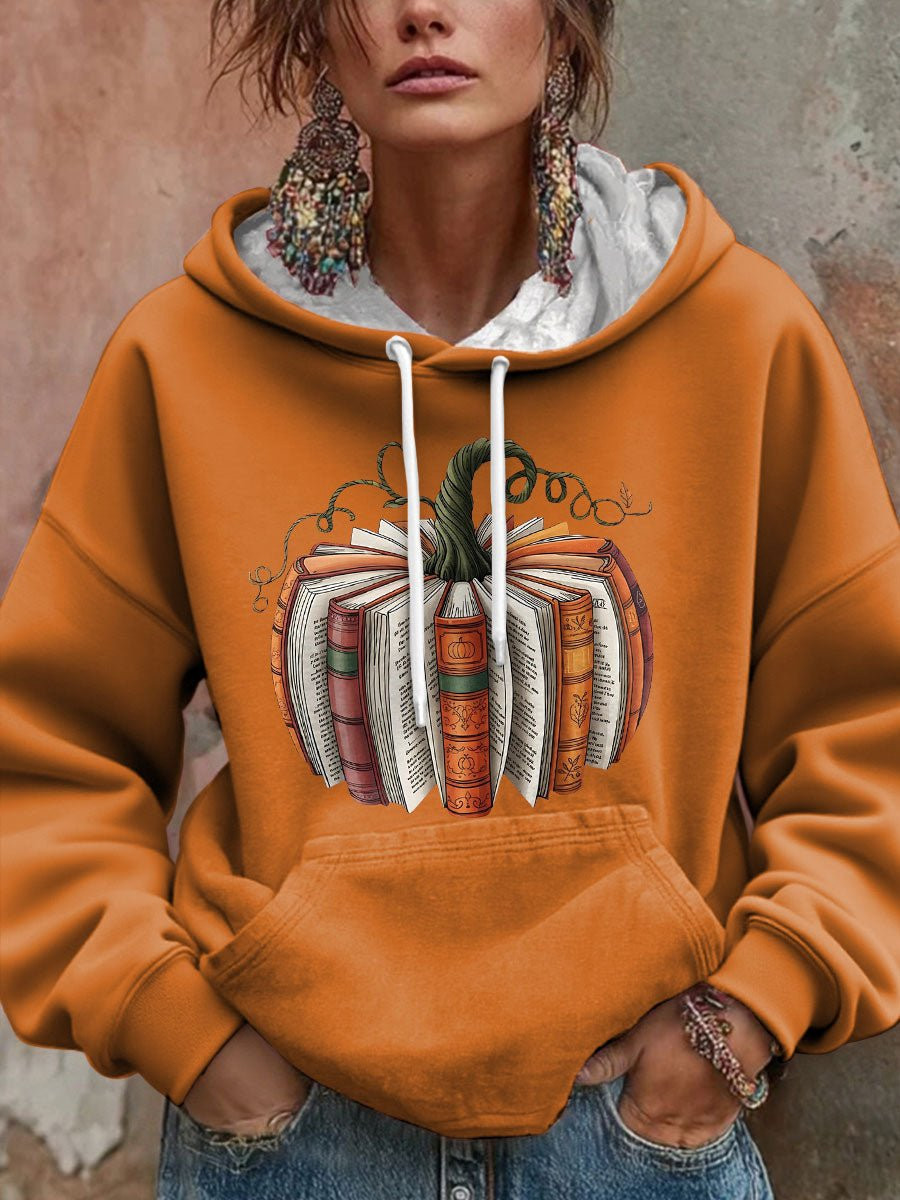 Thanksgiving Pumpkin Book Hoodie Pumpkin Vibes Merch Gifts For Pumpkin Lovers