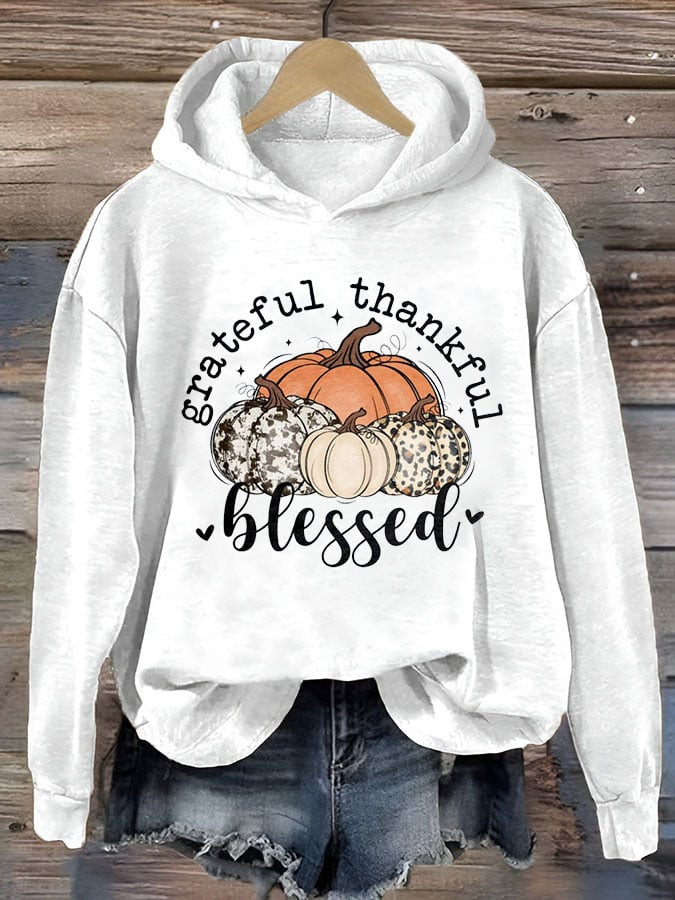 Thanksgiving Thankful Grateful Blessed Hoodie Cozy Gratitude Day Gifts For Her