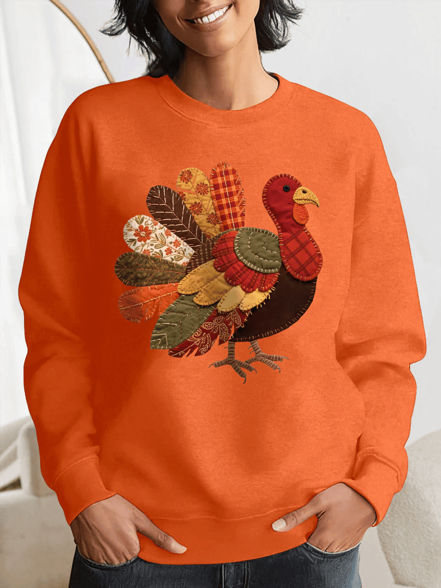 Thanksgiving Turkey Sweatshirt Cute Turkey Pattern Merch Ideal Gifts For Women