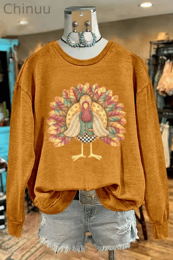 Thanksgiving Turkey Sweatshirt Retro Thanksgiving Merch Ideal Gifts For Her