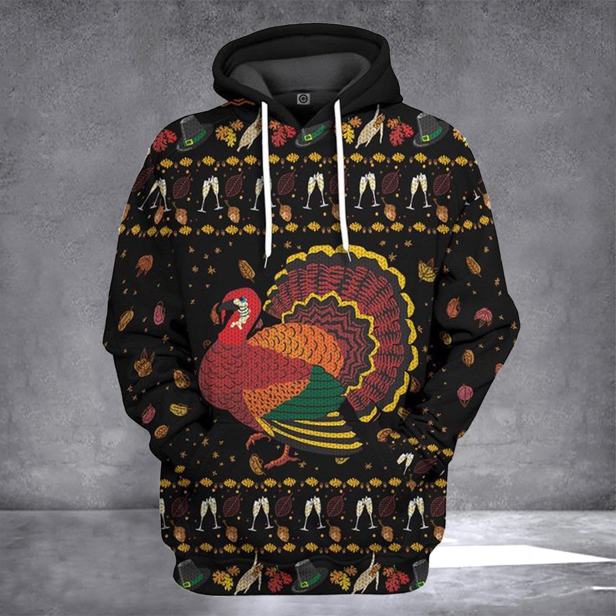 Thanksgiving Turkey Ugly Sweater Hoodie Happy Thanksgiving Turkey Hoodie Gifts For Friends