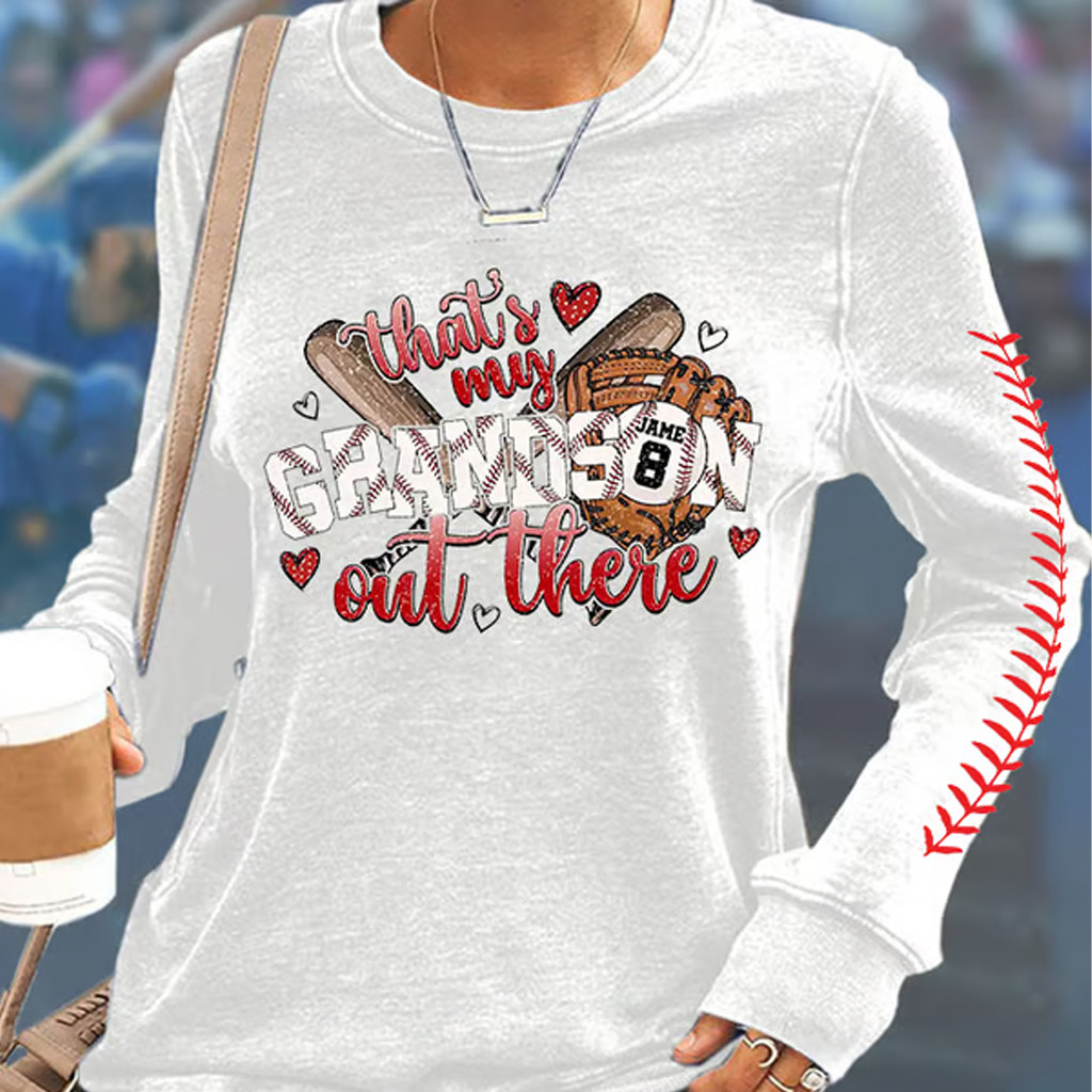 That's My Grandson Out There Sweatshirt Baseball Grandma Sweatshirt Game Day Apparel