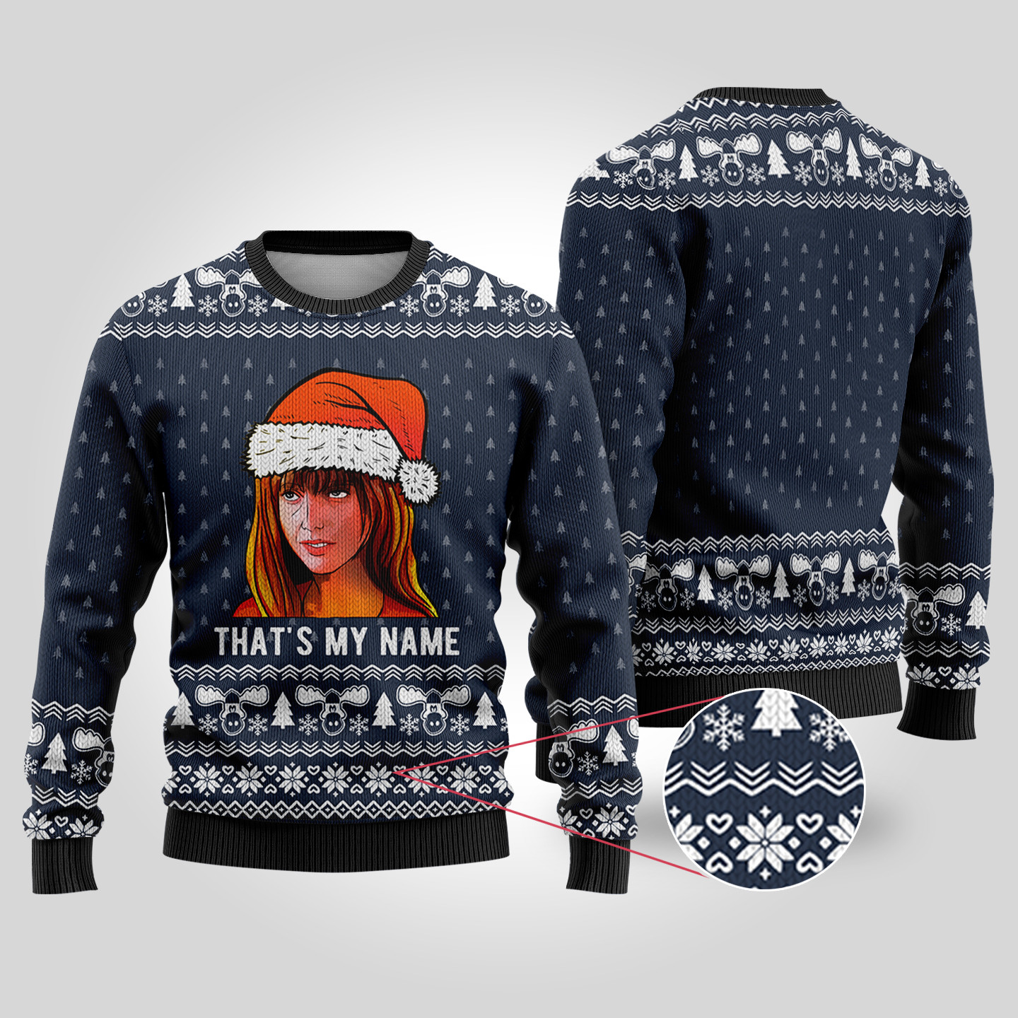 Thats My Name National Lampoon Navy Ugly Sweater Cute Holiday Sweatshirt to Spread Joy