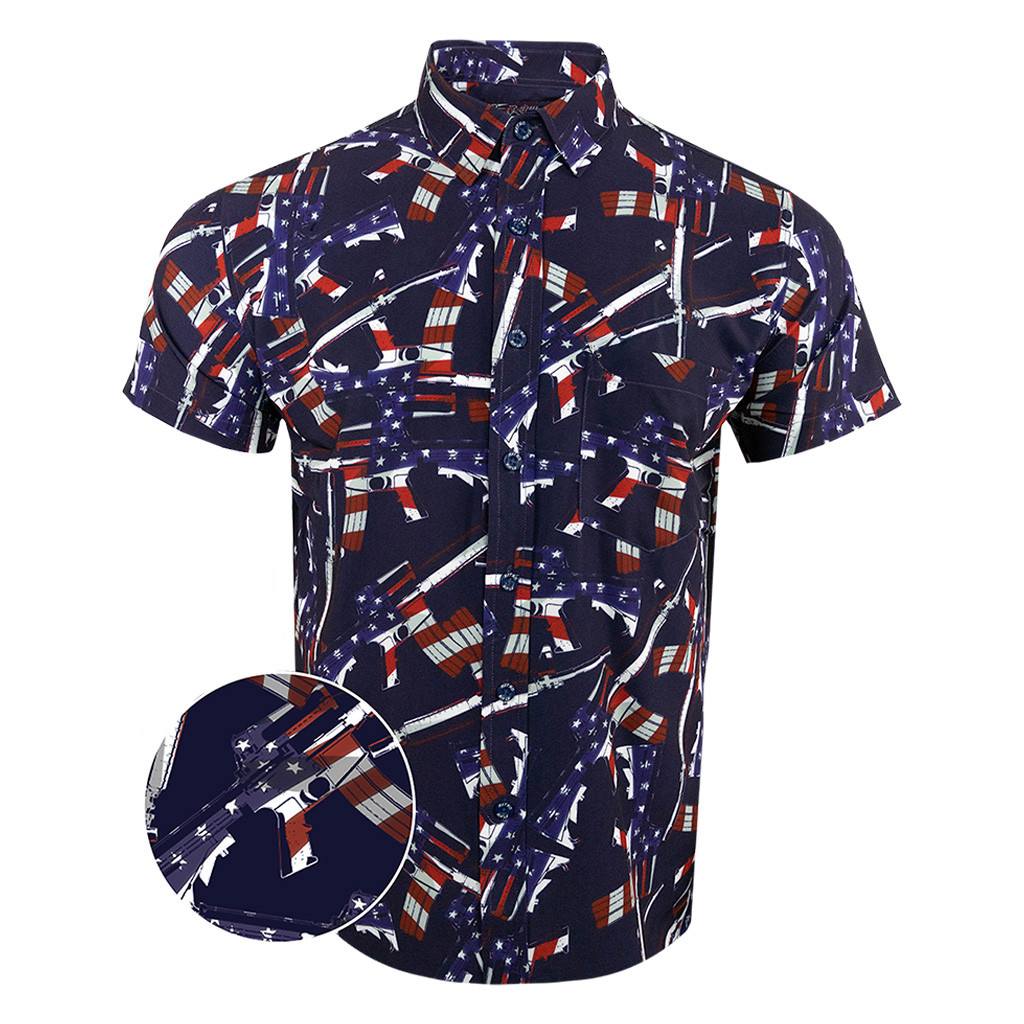 The 4th Button Down Shirt Gun Print Hawaiian Shirt Patriotic Gifts For Dad The 4th Button Down Shirt Gun Print Hawaiian Shirt Patriotic Gifts For Dad