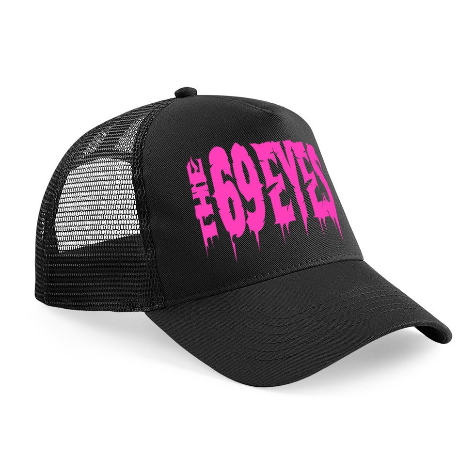 The 69 Eyes Merch Pink Logo Trucker Hat The 69 Eyes Band Merchandise