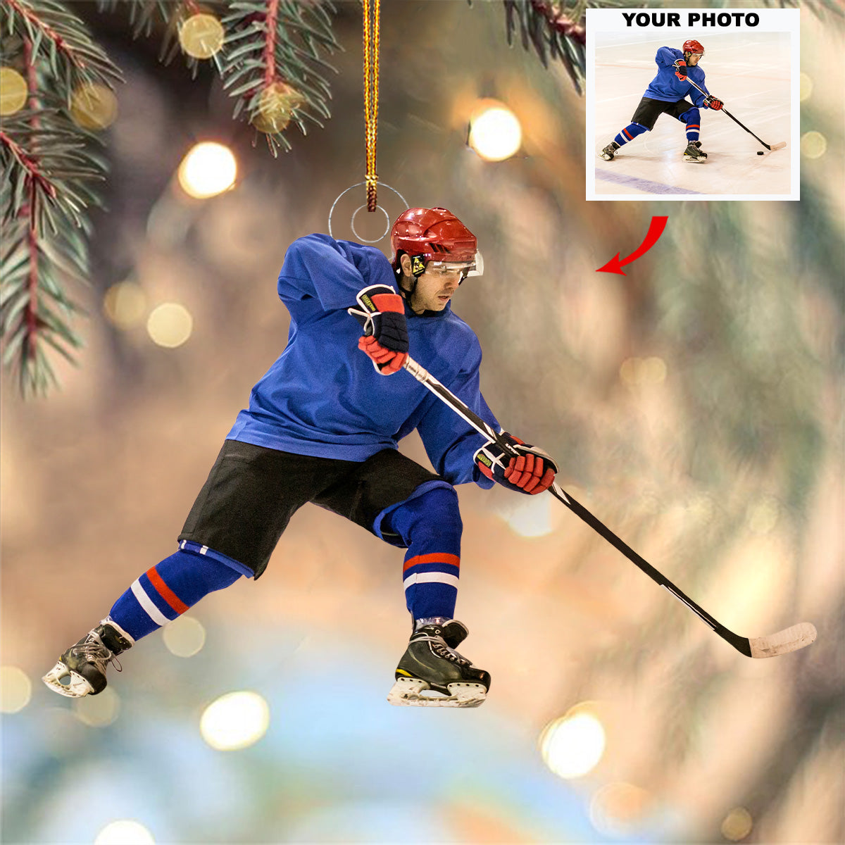 The Ace Personalized Photo Mica Ornament Gift For Ice Hockey Lover Ice Hockey Player