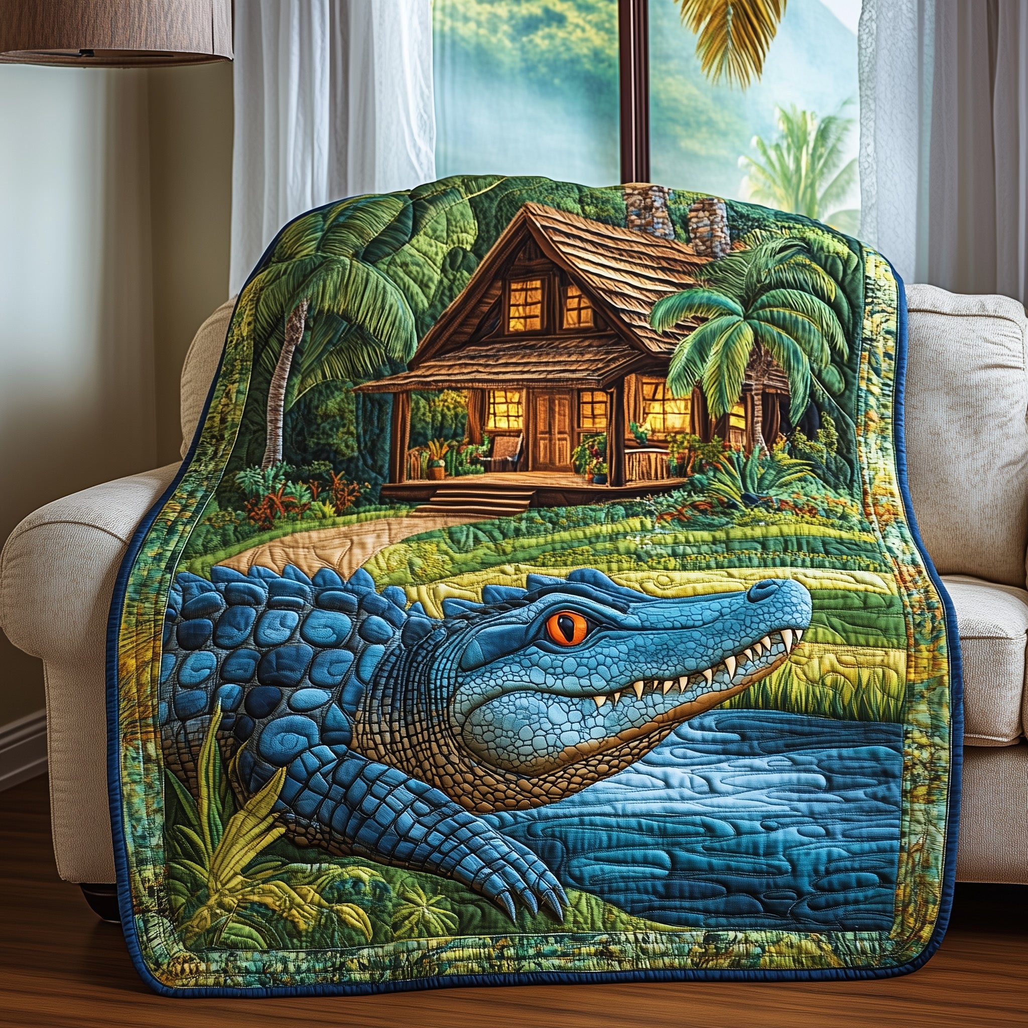 The Alligator Secret Haven Quilted Blanket Nice Throw BlanketAlligator Themed Gifts For Men