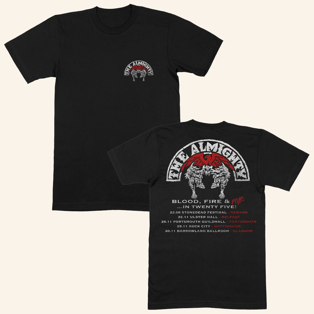 The Almighty Merch Blood Fire Five Tour B Black T-Shirt Gifts For Dad The Almighty Merch Blood Fire Five Tour B Black T-Shirt Gifts For Dad